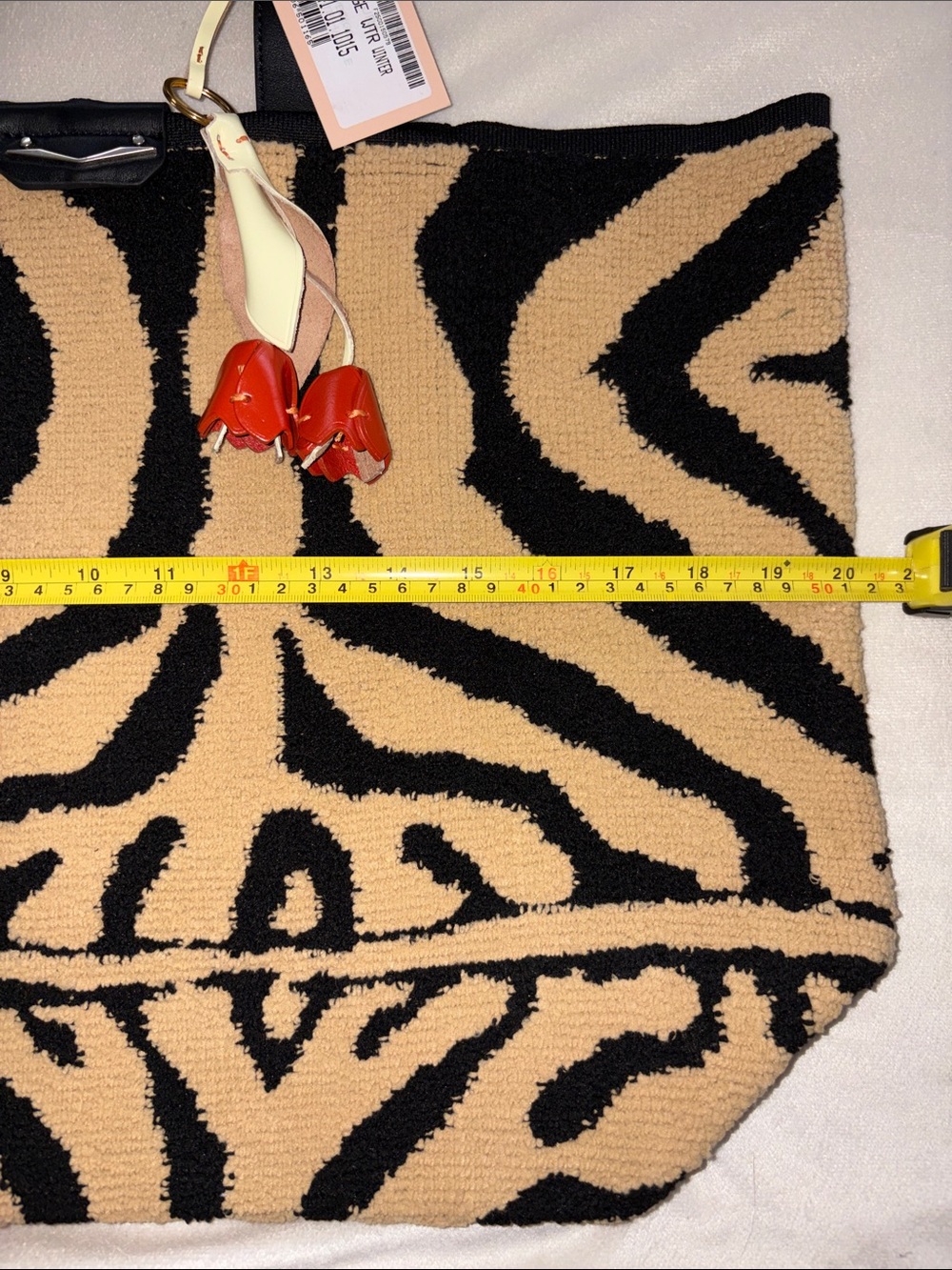 NWT VOILE BLANCHE THE LARGE WINTER SAFARI TOTE BAG in DARK BROWN-BEIGE - Picture 9 of 14